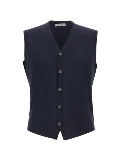 Kangra Cashmere Kangra Buttoned Knit Vest In Blue