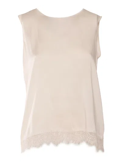 Kangra Cashmere Lace Tank Top In Neutral