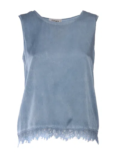 Kangra Cashmere Lace Tank Top In Blue