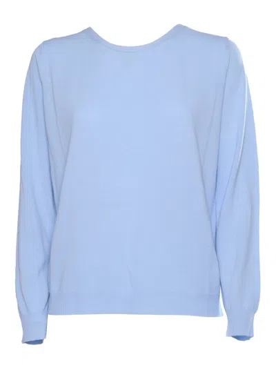 KANGRA CASHMERE LIGHT BLUE RIBBED COTTON SWEATER