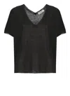 Kangra Cashmere Kangra Black Linen Knit Top