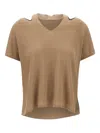 Kangra Cashmere Kangra Toffee Linen V Neck Sweater