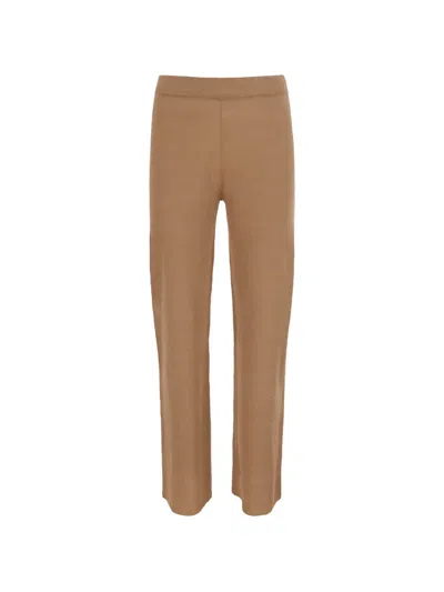 Kangra Cashmere Linen-knit Palazzo Pants In Brown
