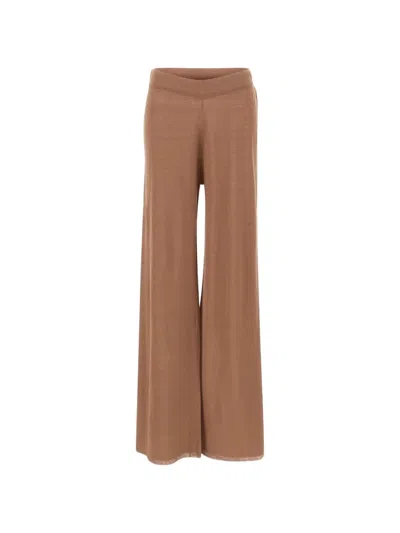 Kangra Cashmere Linen-knit Palazzo Pants In Brown