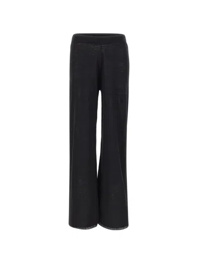 Kangra Cashmere Linen-knit Straight-leg Pants In Black