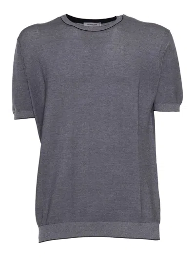 Kangra Cashmere Links Short Sleeve Sweater In Gray