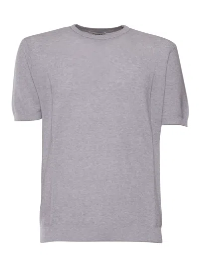 Kangra Cashmere Links Short Sleeve Sweater In Gray