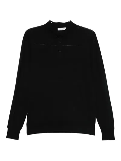 Kangra Cashmere Long Sleeve Polo Shirt In Black