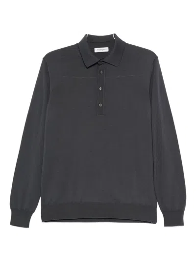 Kangra Cashmere Long Sleeve Polo Shirt In Black