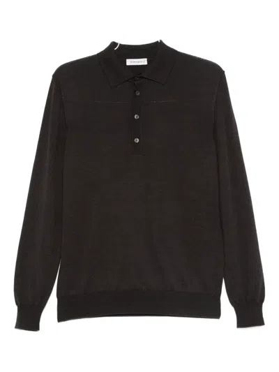 Kangra Cashmere Long Sleeve Polo Shirt In Brown