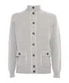 Kangra Cashmere Knitted Jacket With Buttons And Pockets In Gray