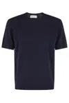 Kangra Cashmere Kangra Short-sleeve Knit Top With Ribbed Detailing In Blu