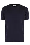 Kangra Cashmere Kangra Short-sleeve Knit Top With Ribbed Detailing In Blu