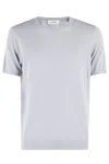 Kangra Cashmere Kangra Short-sleeved Knit Top With Ribbed Detailing In Polvere
