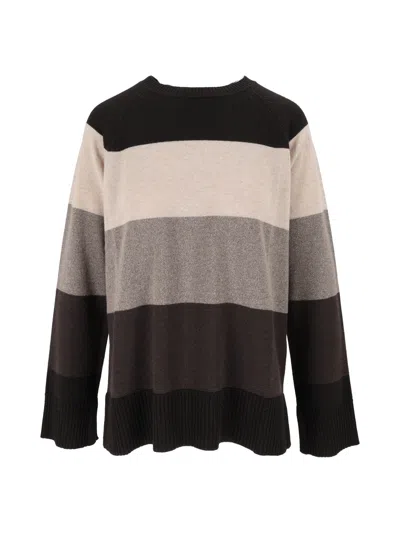 Kangra Cashmere Maxi Stripe Raglan Metallic Knit Sweater In Multi