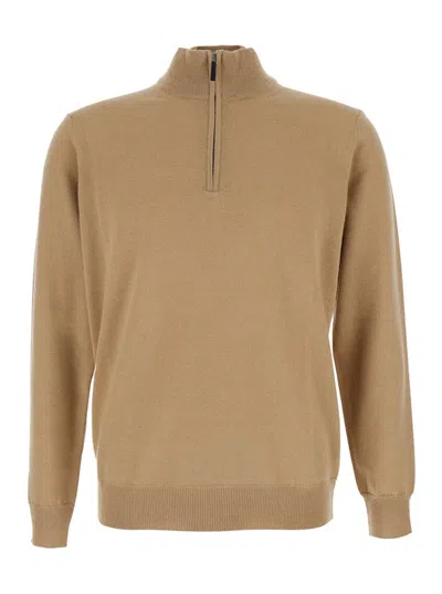 Kangra Cashmere Mezza Zip Finezza 14gg In Brown