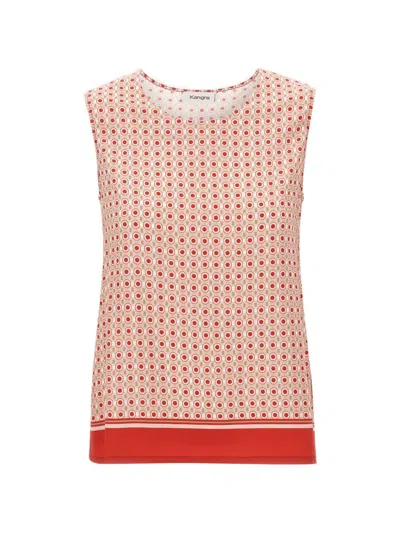 Kangra Cashmere Micro-print Sleeveless Top In Red