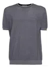 Kangra Cashmere Links Short Sleeve Sweater In Gray