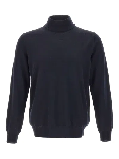 Kangra Cashmere Mock-neck Ribbed-cuff Sweater In Blue