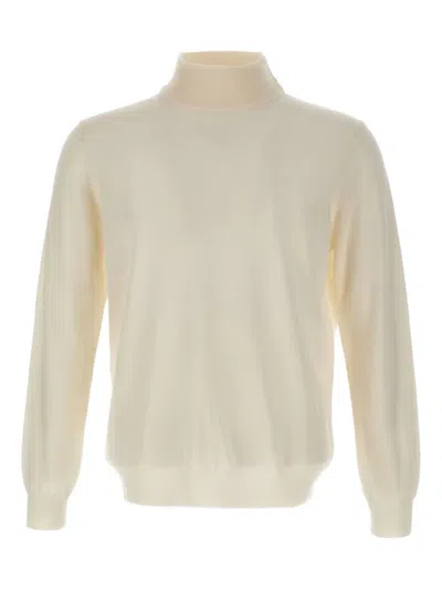 Kangra Cashmere Mock-neck Ribbed-cuff Sweater In White