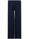 Kangra Cashmere Navy Blue High-waisted Wide-leg Trousers