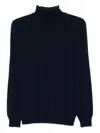 Kangra Cashmere Classic Turtleneck Sweater In Wool-cashmere Blend In Blue