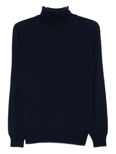 KANGRA CASHMERE NAVY BLUE TURTLENECK SWEATER KANGRA
