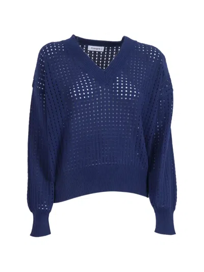 Kangra Cashmere Open-knit V-neck Jumper In Blue