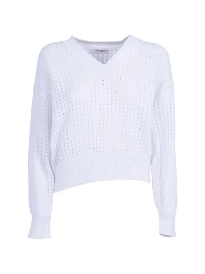Kangra Cashmere Open-knit V-neck Sweatshirt In Purple