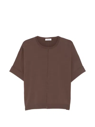 Kangra Cashmere Open-knit-detail T-shirt In Brown