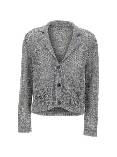 Kangra Cashmere Openwork Button Cardigan In Gray