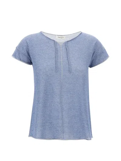 Kangra Cashmere Openwork Drawstring Sweater In Blue