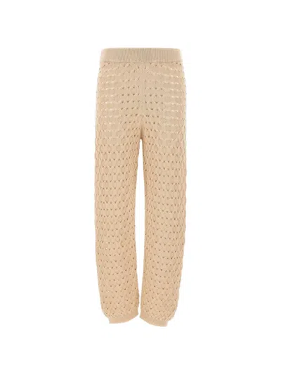 Kangra Cashmere Openwork Knit Trousers In Neutral