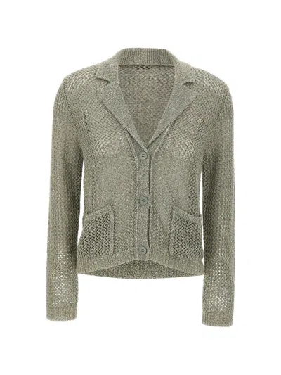 Kangra Cashmere Openwork Sequin Cardigan In Green