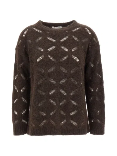 Kangra Cashmere Openwork-knit Sweater In Brown