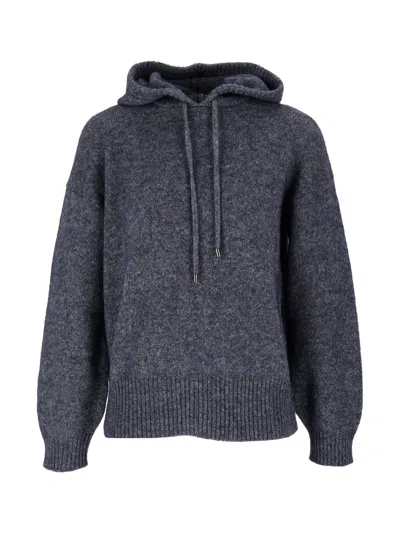 Kangra Cashmere Oversized Hooded Swe Atshirt In Blue