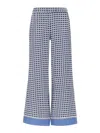 Kangra Cashmere Wide-leg Pants With Geometric Pattern In Blue
