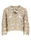 Kangra Cashmere Kangra Crochet-detail Beige Jacket With Scalloped Hem