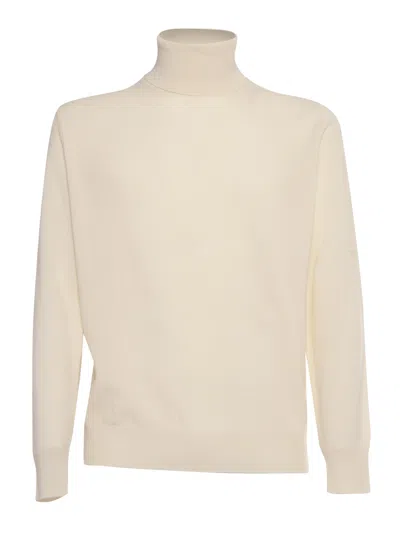 Kangra Cashmere Plain Knitted Turtleneck Sweater In White