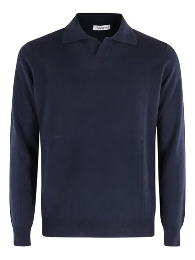Kangra Cashmere Polo-collar T-shirt In Blue