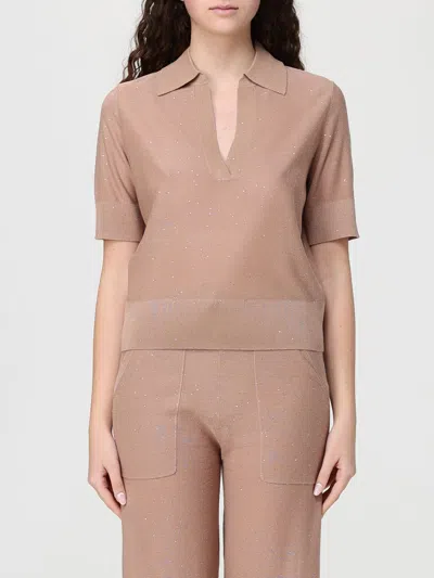 Kangra Cashmere Polo Shirt Woman Kangra In Brown