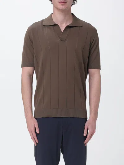 Kangra Cashmere Pointelle-knit Polo-collar T-shirt In Brown