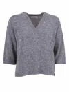 Kangra Cashmere Pull Paillettes Manica Al Gomito In Gray