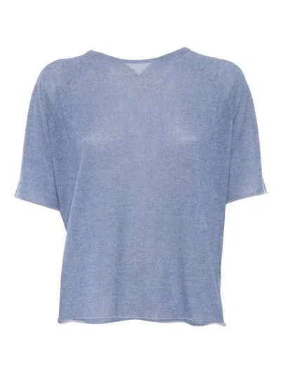 Kangra Cashmere Short Sleeve Sweater In Blue