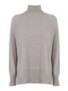 Kangra Cashmere Crater Neck Sweater With Raglan Sleeves And Vents In Gray
