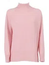 Kangra Cashmere Crater Neck Sweater With Raglan Sleeves And Vents In Pink