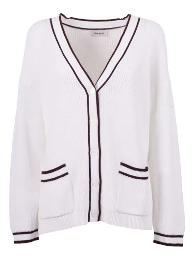 Kangra Cashmere Regular Fit Contrast Trim Cardigan In Red