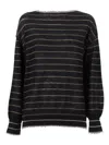Kangra Cashmere Boat Neck Sweater With Fringed Details In Black