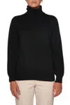 Kangra Cashmere Ribbed Black Turtleneck Sweater In Black