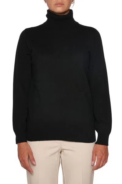 Kangra Cashmere Ribbed Black Turtleneck Sweater